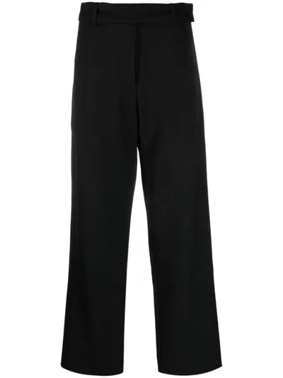 STUDIO NICHOLSON BLACK BLACK WIDE LEG TROUSERS
