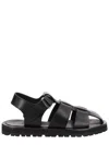 Studio Nicholson Black Calf Leather Micro Rubber Sandals In Multi