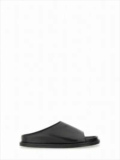 STUDIO NICHOLSON BLACK CALFSKIN SLIP-ON MULES