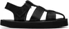 Studio Nicholson Black Calf Leather Micro Rubber Sandals In Black