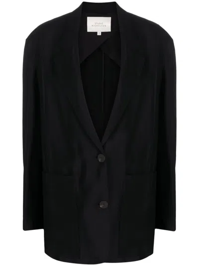 STUDIO NICHOLSON BLACK COTTON BLEND BLAZER