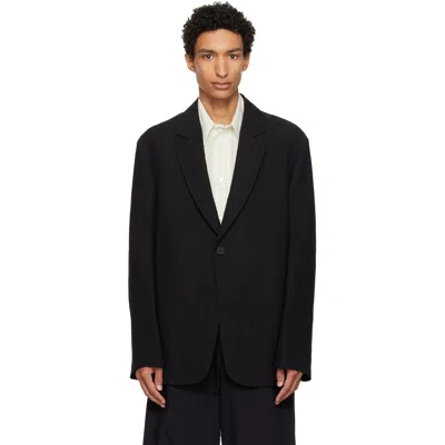 Studio Nicholson Black Denison Linen Blazer In Multi