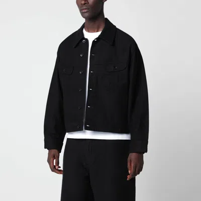 Studio Nicholson Black Derby Jacket In Cotton Moleskin