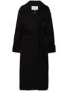 Studio Nicholson Belted Double-breasted Coat With Wide Lapels In Black