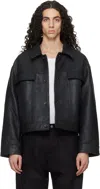 Studio Nicholson Oversized Doyard Leather Jacket In Black