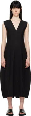 Studio Nicholson V-neck Midi Dress In Black