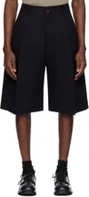 Studio Nicholson Black Bermuda Shorts In Cotton Blend