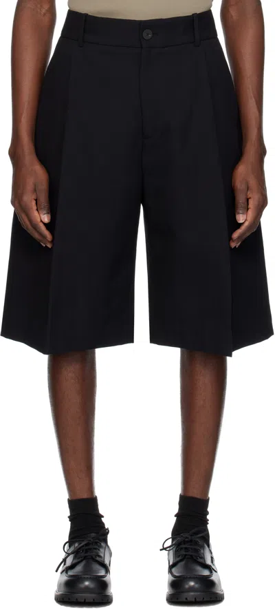 Studio Nicholson Black Bermuda Shorts In Cotton Blend