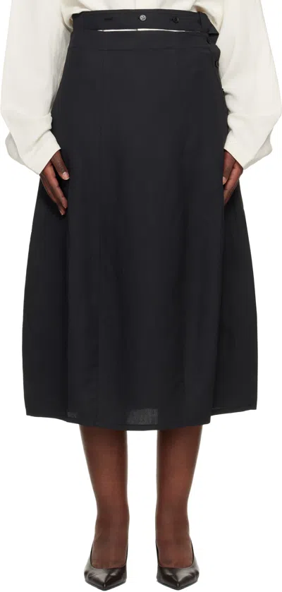 Studio Nicholson Black Orcha Midi Skirt