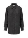Studio Nicholson Black Oversized Solid Shirt In Blue