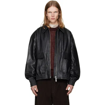 Studio Nicholson Piston Leather Bomber Jacket In Multi