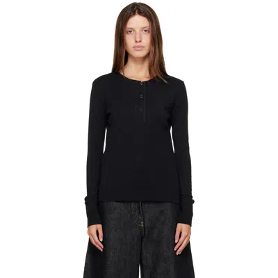Studio Nicholson Roane Long-sleeve Henley Top In Black