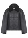 Studio Nicholson Black Sheepskin Leather Erie Jacket In Multi