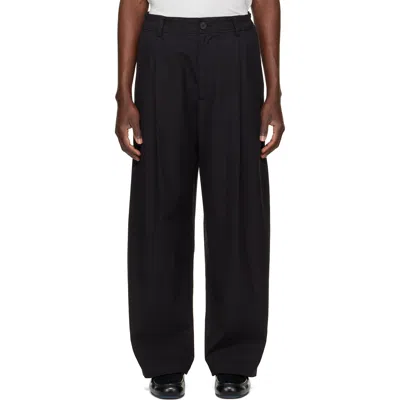 Studio Nicholson Black Shire Cotton Pleated Trousers