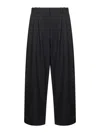Studio Nicholson Grey Technical Wool Line Double-pleat Trousers In Black