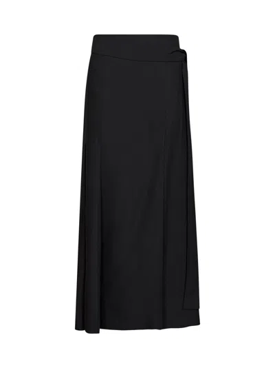 Studio Nicholson Pleated High Waist Skirt Wrap Belt In Neutral