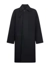 Studio Nicholson Blue Melton Wool Blend Cabo Coat In Black