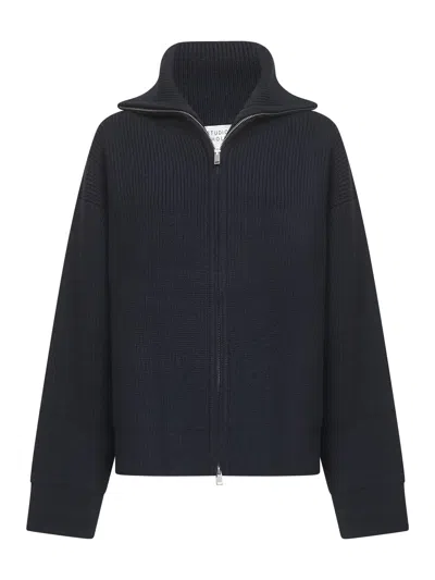 Studio Nicholson Blue Merino Wool Sandos Zip-up Sweater