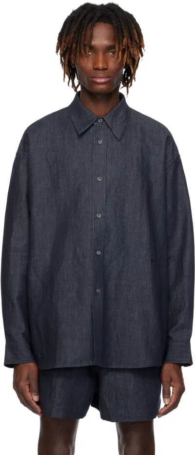 Studio Nicholson Blue Oli Shirt In Indigo