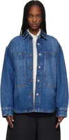 Studio Nicholson Patch Pocket Long Sleeve Collared Shirt In Blue