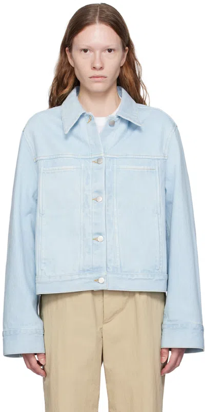 Studio Nicholson Blue Petar Denim Jacket In Bleach Wash