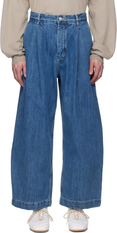 Studio Nicholson Mid-rise Wide-leg Jeans In Faded Indigo