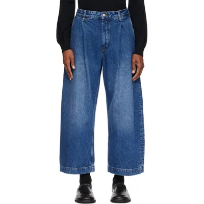Studio Nicholson Blue Puch Wide Leg Jeans In Black