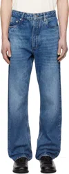 Studio Nicholson Blue Riso Jeans In Worn Wash Indigo