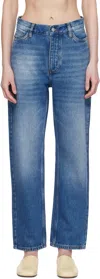 Studio Nicholson Blue Ruthe Jeans In Worn Wash Indigo