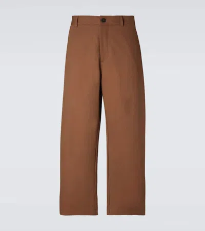 Studio Nicholson Bosworth Cotton Twill Wide-leg Pants In Brown