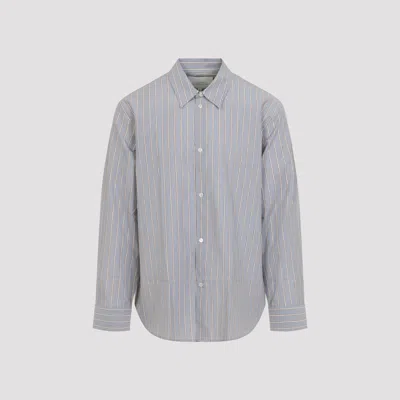 Studio Nicholson Striped Long Sleeve Regular Fit Shirt In Blue