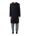 Studio Nicholson Brooke Checked Single-breasted Coat In Blue