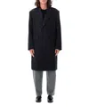 Studio Nicholson Brooke Checked Single-breasted Coat In Blue