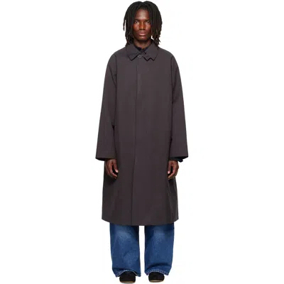 Studio Nicholson Brown Crowe Trench Coat In Brown Marl
