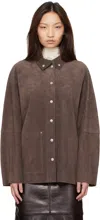 Studio Nicholson Brown Dash Suede Jacket In Brown