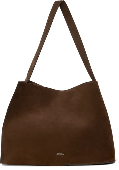 Studio Nicholson Brown Doublet Suede Tote In Cocoa