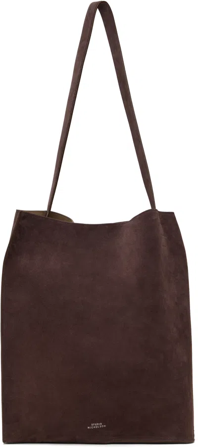 Studio Nicholson Brown Doublet Type 2 Suede Tote In Conker