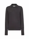 Studio Nicholson Brown Extra Fine Merino Wool Knit Sark Polo Shirt In Brown