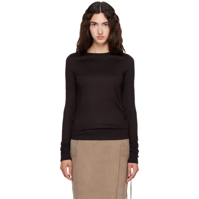 Studio Nicholson Brown Jersey Long Sleeve T-shirt In Black Grape