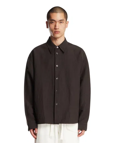 Studio Nicholson Brown Linen And Wool Overshirt