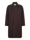 Studio Nicholson Wool Coat With Raglan Sleeves And Pockets In Brown
