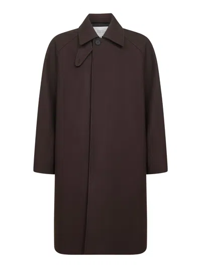 STUDIO NICHOLSON BROWN MELTON WOOL BLEND CABO COAT<BR/>