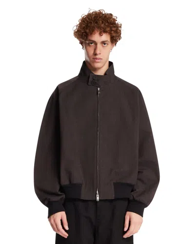 Studio Nicholson Brown Minimal Bomber Jacket In Black Nero   #000000