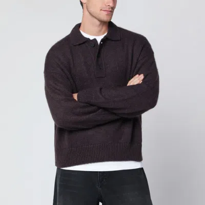 Studio Nicholson Brown Mohair-blend Sweater In Black
