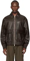 STUDIO NICHOLSON BROWN PISTON LEATHER JACKET