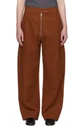 Studio Nicholson Brown Pravin Linen Trousers In Truffle