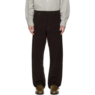 Studio Nicholson Brown Riso Corduroy Straight Leg Trousers