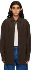 Studio Nicholson Textured Button-down Shirt In Brown