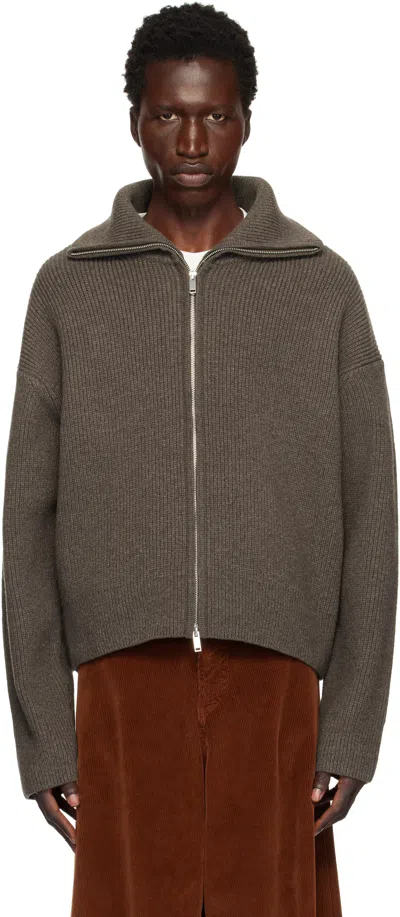 Studio Nicholson Brown Sandos Knit Sweater In Mole