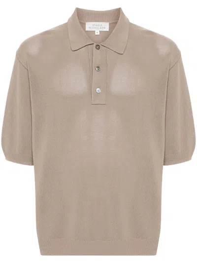 Studio Nicholson Knitted Polo Shirt In Neutrals
